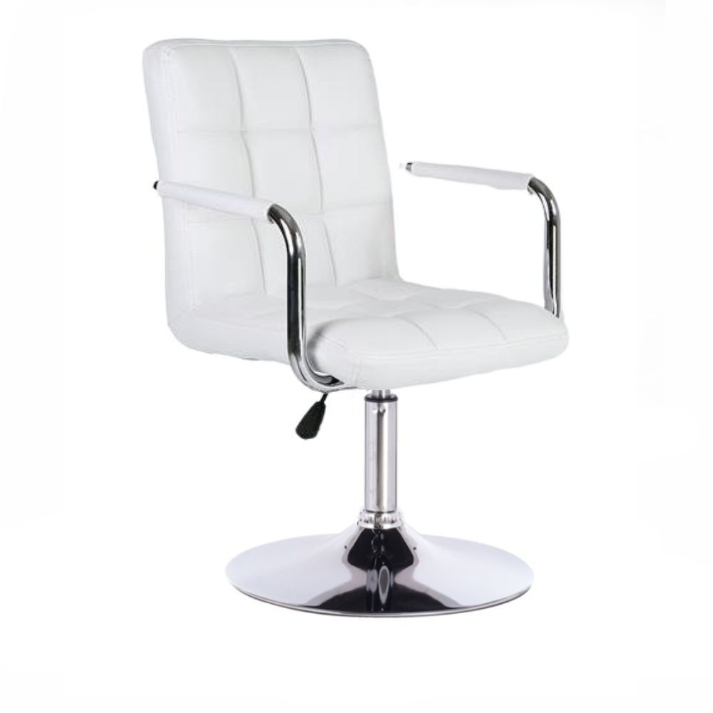 LuxuryForm Kosmetická židle VERONA na stříbrné kulaté podstavě - bílá (VPT)