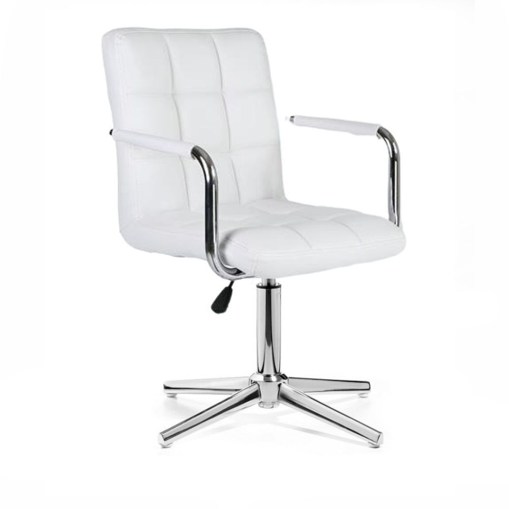 LuxuryForm Kosmetická židle VERONA na stříbrném kříži - bílá (VPT)