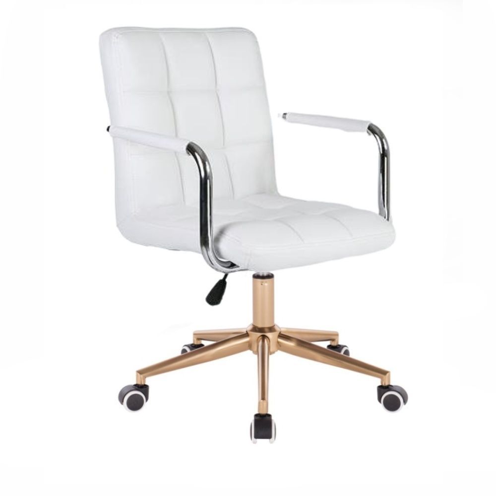 LuxuryForm Kosmetická židle VERONA na zlaté podstavě s kolečky - bílá
