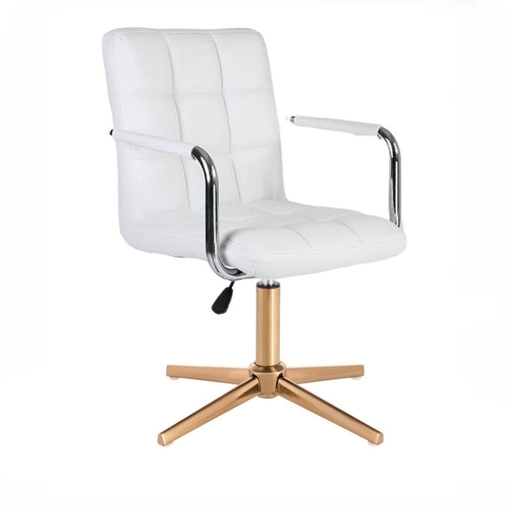 LuxuryForm Kosmetická židle VERONA na zlatém kříži - bílá