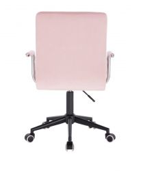 Kosmetická židle VERONA VELUR na černé podstavě s kolečky - růžová