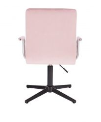 Kosmetická židle VERONA VELUR na černém kříži - růžová