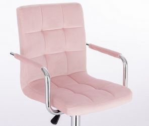 Kosmetická židle VERONA VELUR na černém kříži - růžová