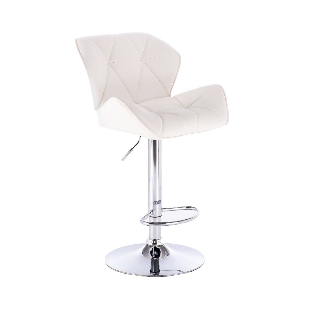 LuxuryForm Barová židle MILANO na kulaté stříbrné podstavě - bílá