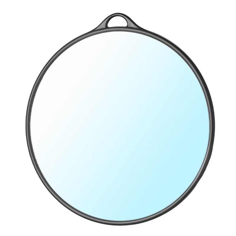 Kulaté kadeřnické zrcadlo s rukojetí - černé (AS)
