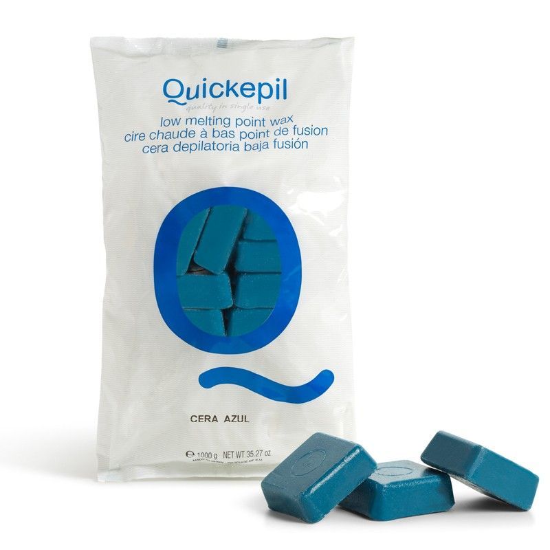 Tvrdý vosk na depilaci QUICKEPIL modrý 1kg (AS)
